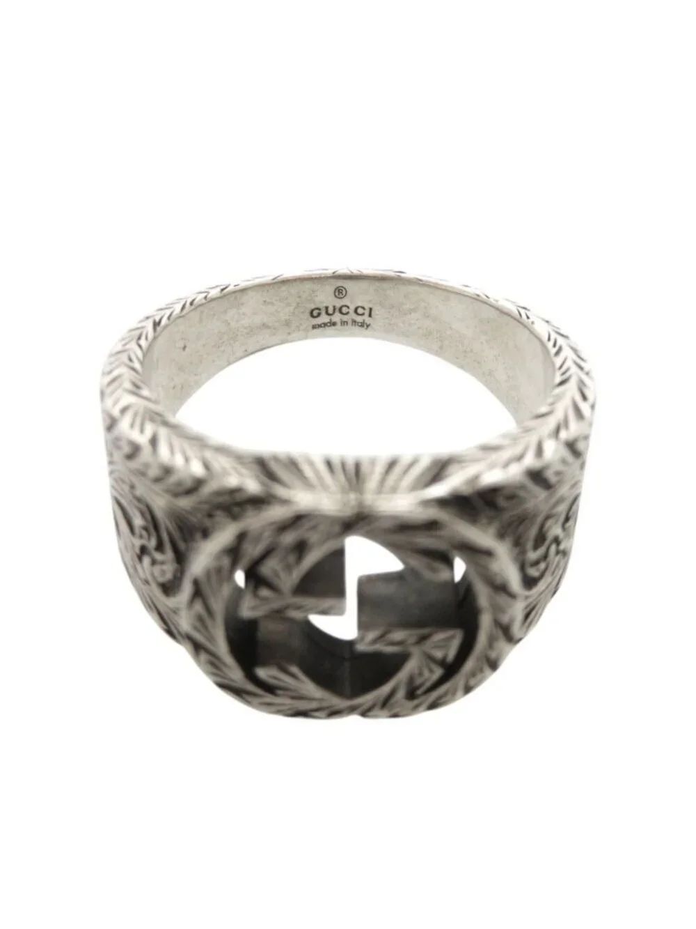 Gucci Interlocking G Arabesque 925 Sterling Silver Ring